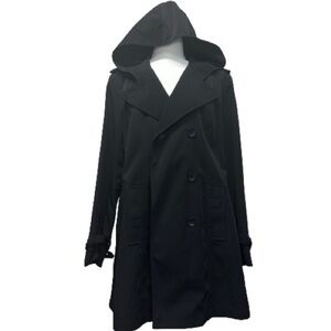 Crofts & Barrow‎ Black hooded jacket with button in front overlapped Size Large